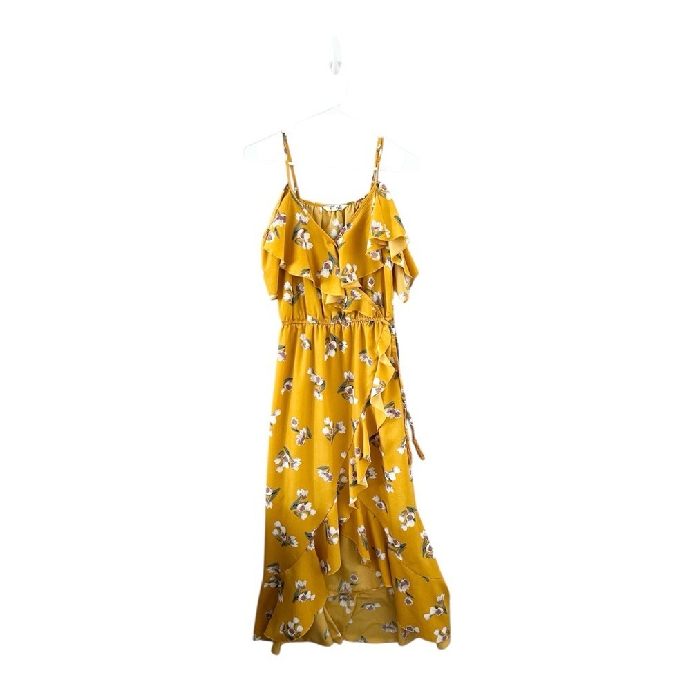 A Hint of Blush‎ Yellow Floral Hi-Low Dress Size Small